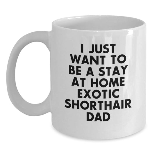Funny Exotic Shorthair Cat Gifts, White Coffee Mug for Cat Lovers, Unique Birthday Presents from Friends to Exotic Shorthair Cat Dad, I Just Want To Be A Stay At Home Exotic Shorthair Cat Dad Quote - Main