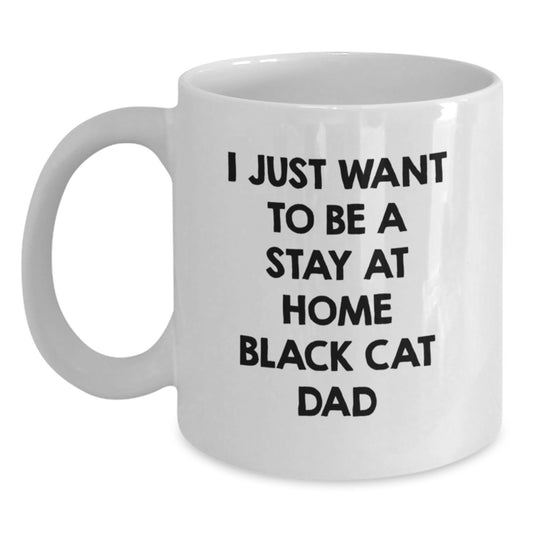 Funny Black Cat Dad White Coffee Mug Gift from Family for Black Cat Lover's Birthday Unique - Main