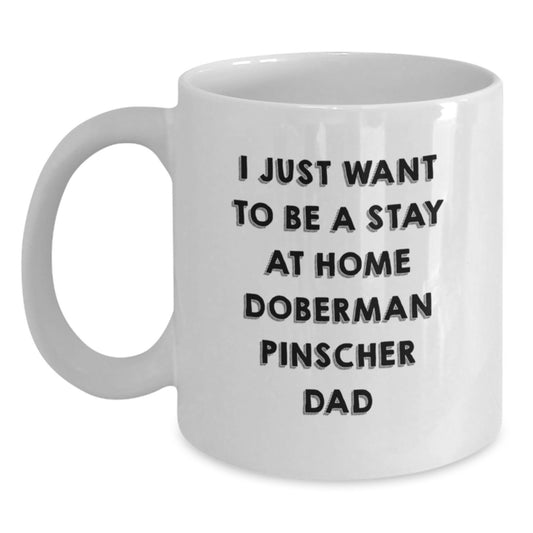 Funny Doberman Pinscher Dog Gifts from Friends for Doberman Pinscher Dad Birthday Unique White Coffee Mug - Main