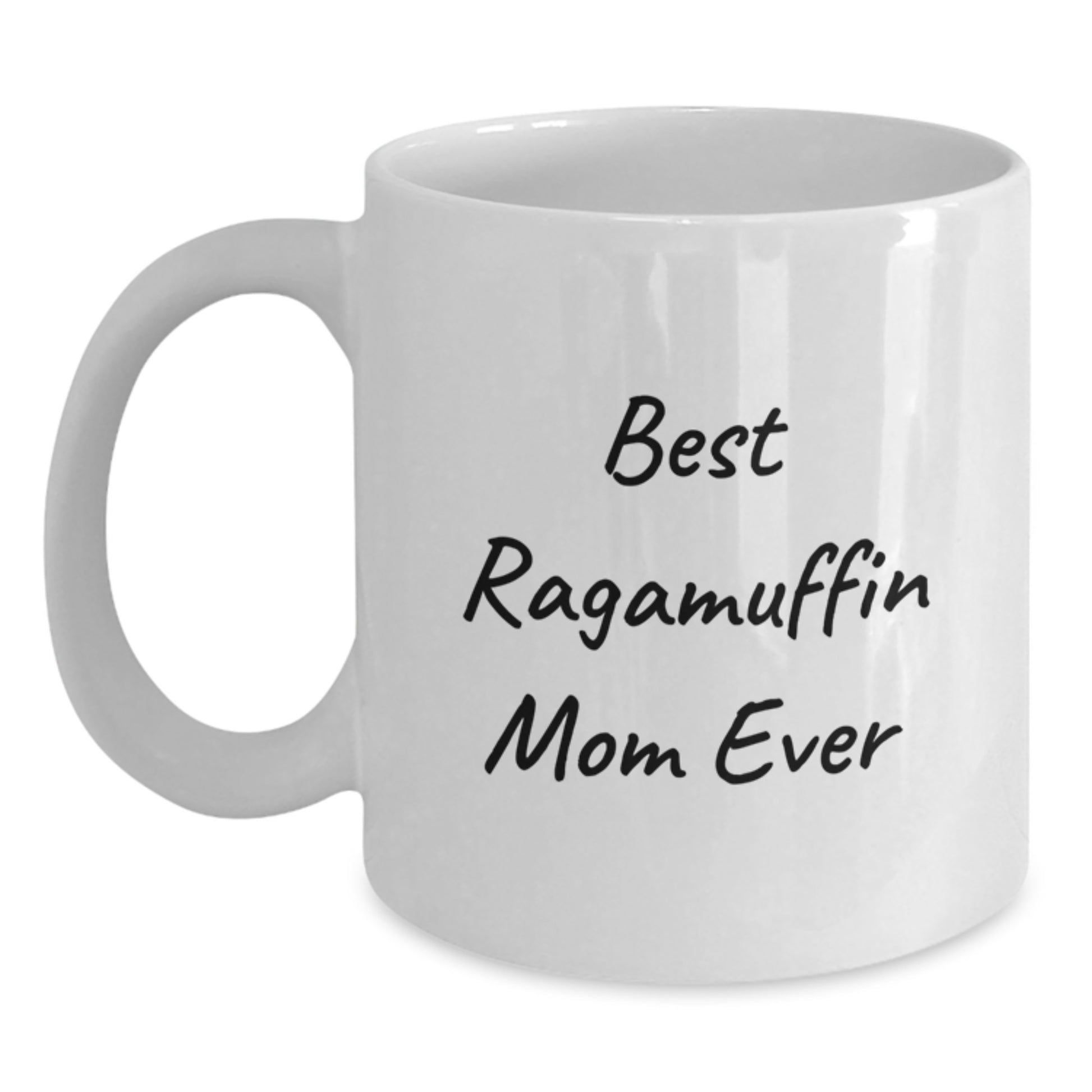 Funny Ragamuffin Cat Mom Gifts, Birthday Unique Presents for Her, Best White Coffee Mug, 'Best Ragamuffin Mom Ever' Quote - Main
