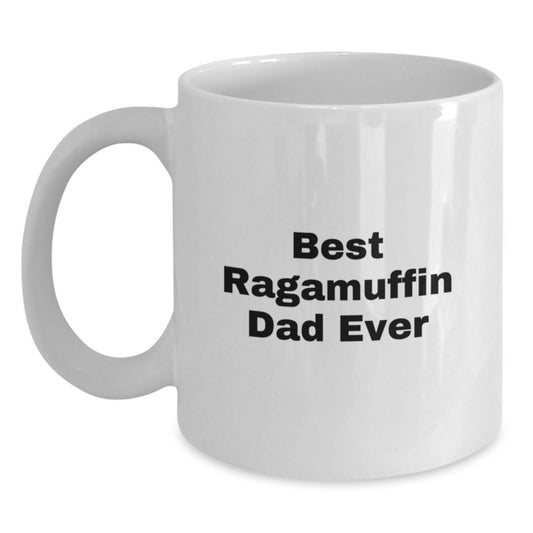 Funny Ragamuffin Cat Gifts for Dad Birthday White Coffee Mug, Gifts from Men to Best Ragamuffin Dad Ever, 11oz or 15oz - Main
