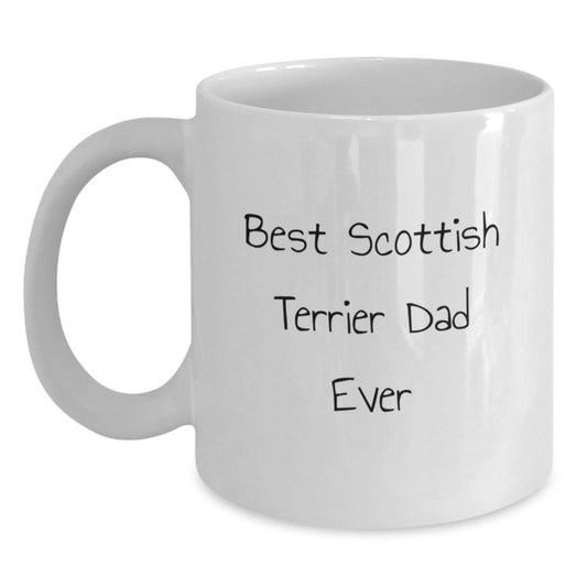 Funny Scottish Terrier Dad Ever Gifts for Men from Friends on Birthday Unique White Coffee Mug - Main
