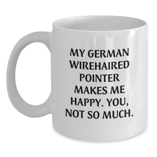 Funny German Wirehaired Pointer Dog Gifts for Men and Women, White Coffee Mug Makes Me Happy, Gifts from Friends and Family for Birthday - Main