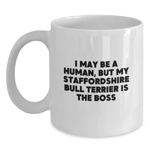 Funny Staffordshire Bull Terrier Dog Gifts for Valentine's - Unique White Coffee Mug from Men to Women or Friends - Main