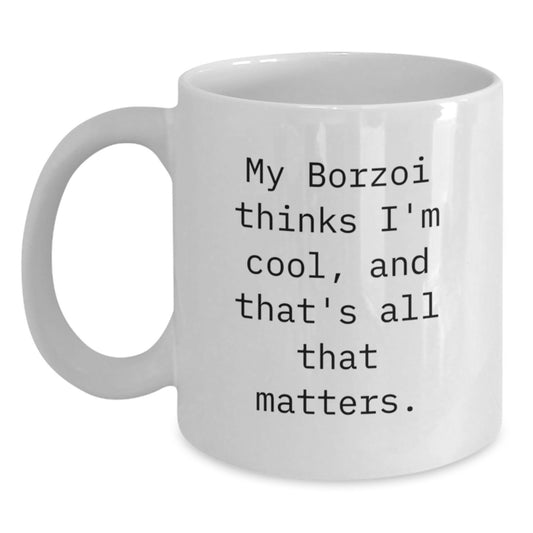 Borzoi Dog Lovers Funny White Coffee Mug Gifts from Men to Friends on Valentine's - Main