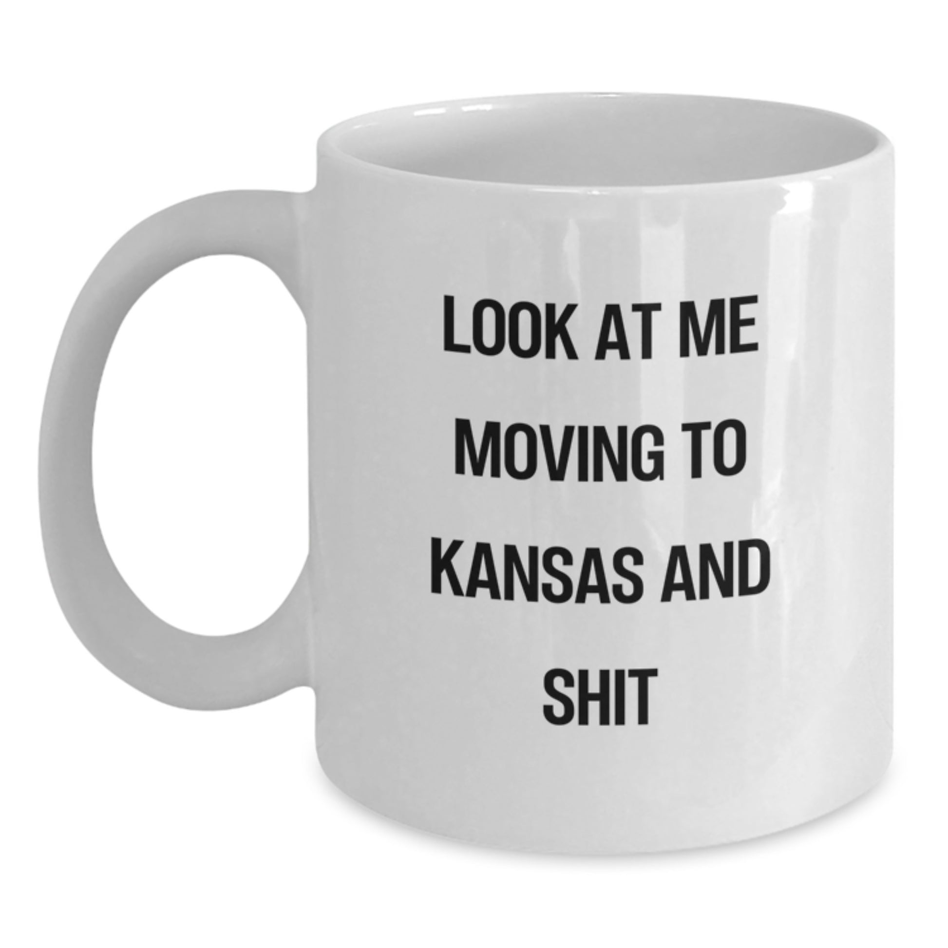Funny Kansas Gifts for Men Moving to Kansas White Coffee Mug, Unique Birthday Unique Gifts from Friends to Family - Main