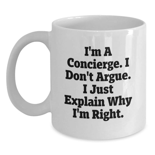 Funny Concierge Gifts for Men, Unique White Coffee Mug from Friends, Inspirational Graduation Unique Gifts - Main