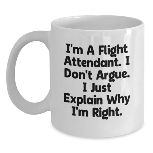 Flight Attendant Gifts from Friends, Funny Quote White Coffee Mug for Mom, Mother's Day Unique Gifts for Flight Attendant Women - Main