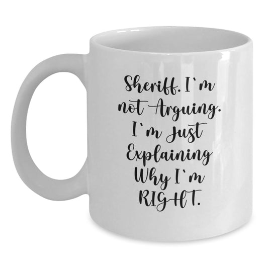 Funny Sheriff Gifts from Men, White Coffee Mugs for Sheriff, Birthday Unique Gifts - Main