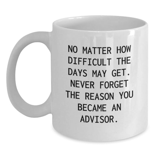 Inspiring Advisor Gifts - 'No Matter How Difficult...' White Coffee Mug, Gifts from Friends, for Advisor Birthday - Main