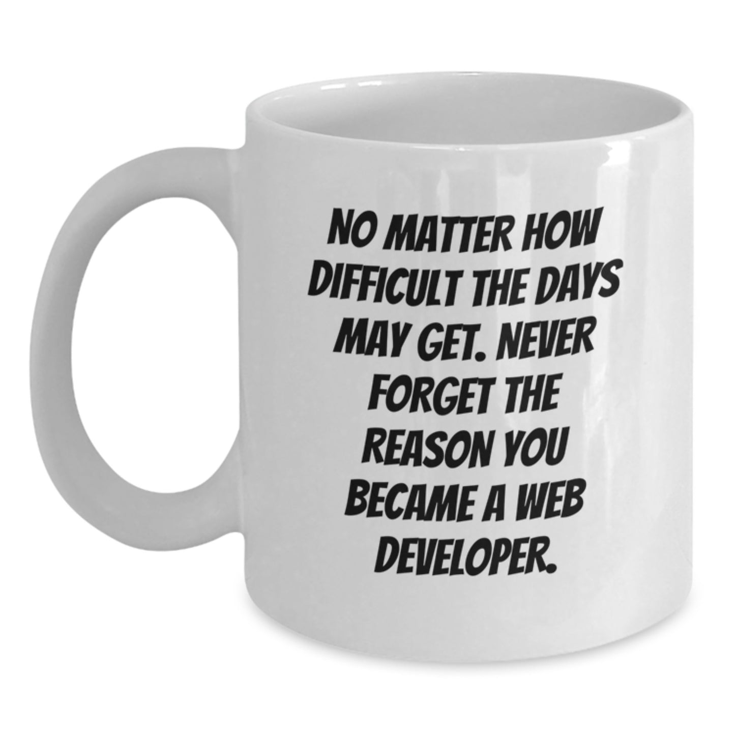 Funny Graduation Unique Gifts for Web Developer Friends from Men, White Coffee Mug with Inspirational Quote - 'No Matter How Difficult The Days May Get. - Main