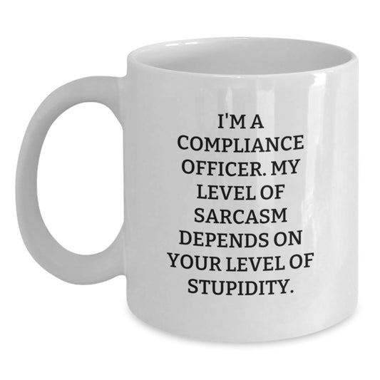 Funny Compliance Officer Gifts, White Coffee Mug for Friends, Graduation Unique Presents from Women - Main