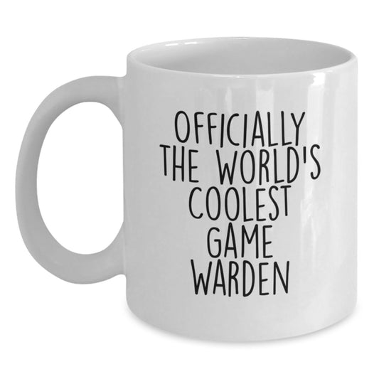 Commemorate the World's Coolest Game Warden with a Humorous Valentine's Gift for Men, Women, and Friends - White Coffee Mug - Main