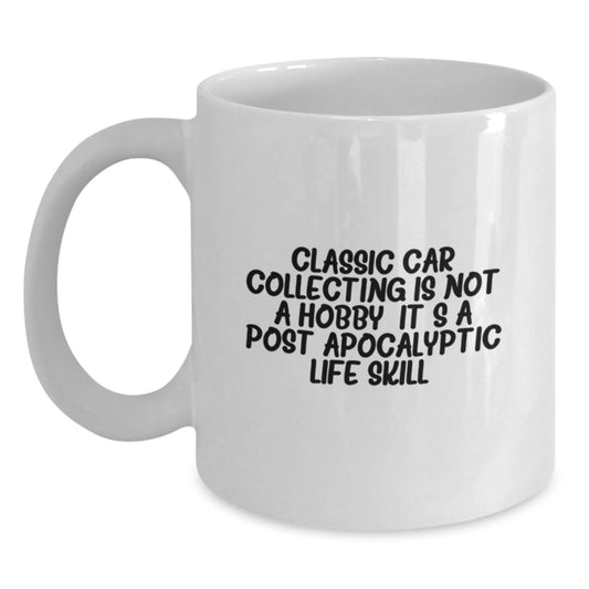 Christmas Unique Gifts for Classic Car Collecting Enthusiasts - Funny White Coffee Mug, Gifts from Friends, Family, or Coworkers - Main