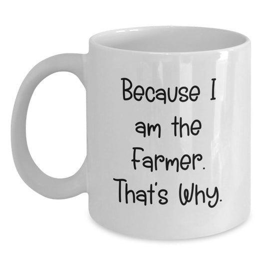 Funny Farmer White Coffee Mug Gifts from Men to Friends for Christmas, a Unique White Ceramic Mug for Farmer Enthusiasts, 11oz or 15oz Capacity - Main