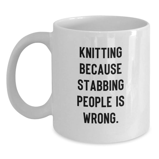 Funny Knitting Gifts for Men, Women, and Friends, White Coffee Mug, Christmas Unique Presents, Gifts from Mom, Dad, or Friends - Main