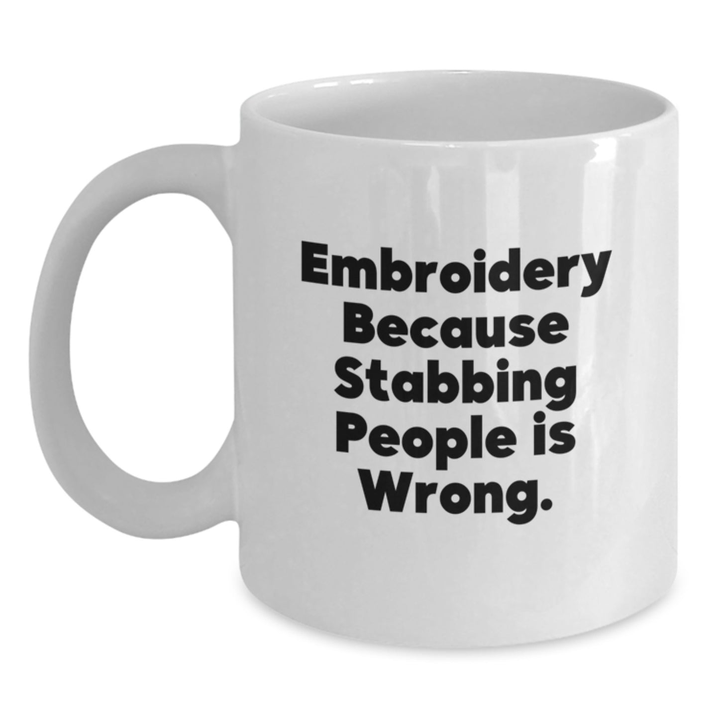 Funny Embroidery White Coffee Mug Gifts from Friends to Embroidery Lovers for Christmas Morning - Main