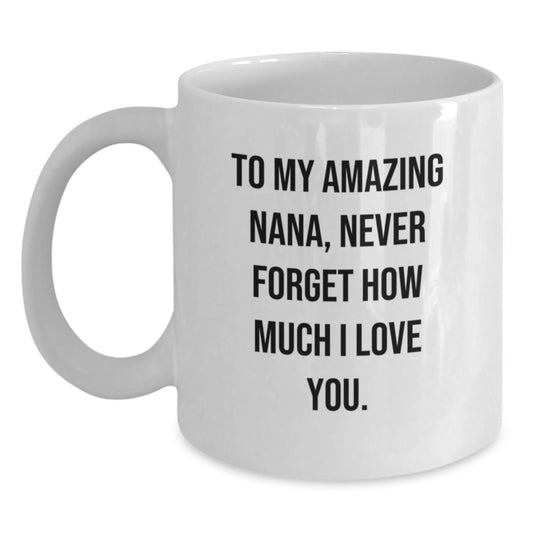 Funny Gifts from Men to Their Amazing Nana, Never Forget How Much You're Loved, White Coffee Mug for Christmas - Main