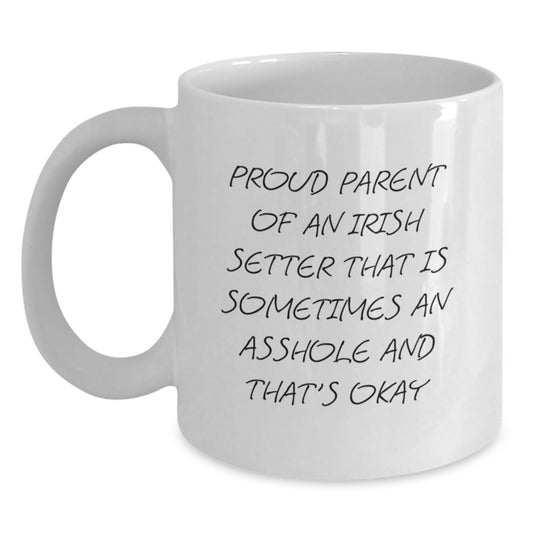 Irish Setter Dog Lover Gifts from Mom, Funny White Coffee Mug for Irish Setter Dog Owners, Proud Parent Quote - Main