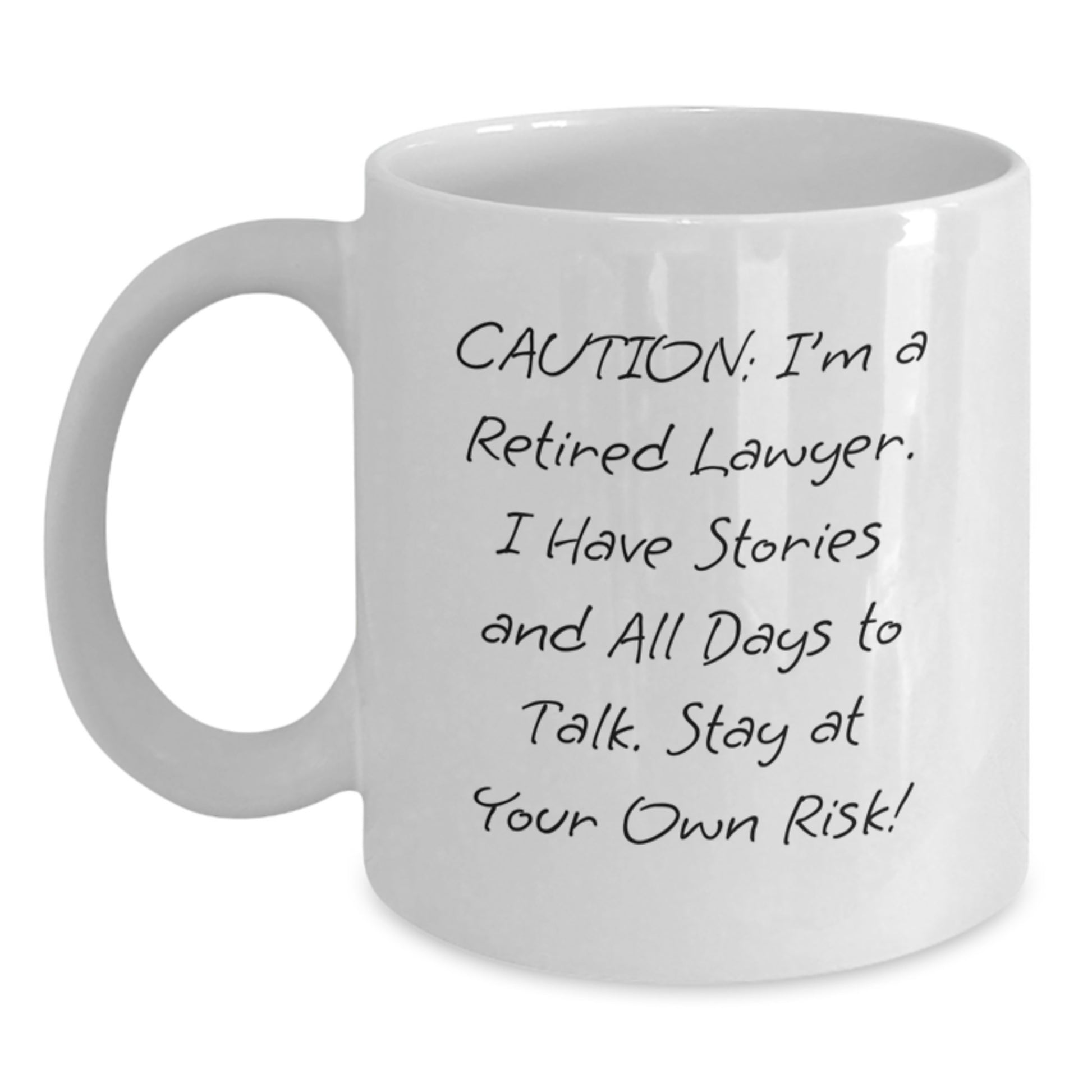 Funny Lawyer Gift, Caution: I'm A Retired Lawyer, Unique White Coffee Mug for Lawyer Friends, Christmas Unique Gifts from Family - Main