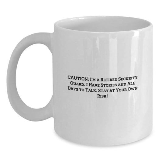 Funny Security Guard Gifts for Men, White Coffee Mug, 'I'm A Retired Security Guard...' - Main