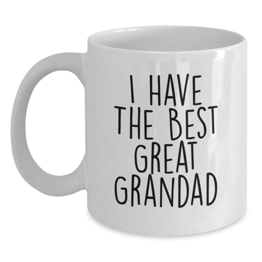 Funny Grandad Gift, White Coffee Mug for Birthday, Grandad Enthusiast, I Have The Best Great Grandad - Main