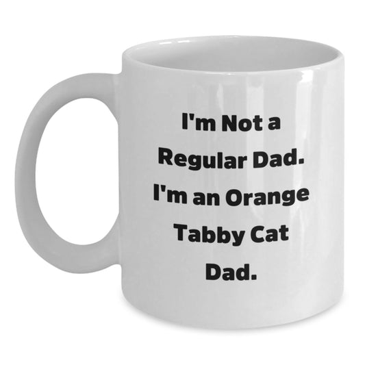 Funny Orange Tabby Cat Dad Gifts - White Coffee Mug for Orange Tabby Cat Enthusiasts - Best Dad Gift Ideas for Men Birthday - Main