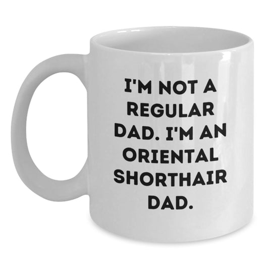 Oriental Shorthair Cat Lover Dad Gifts from Men to Family, Funny White Coffee Mug for Birthday Unique Gifts - Main
