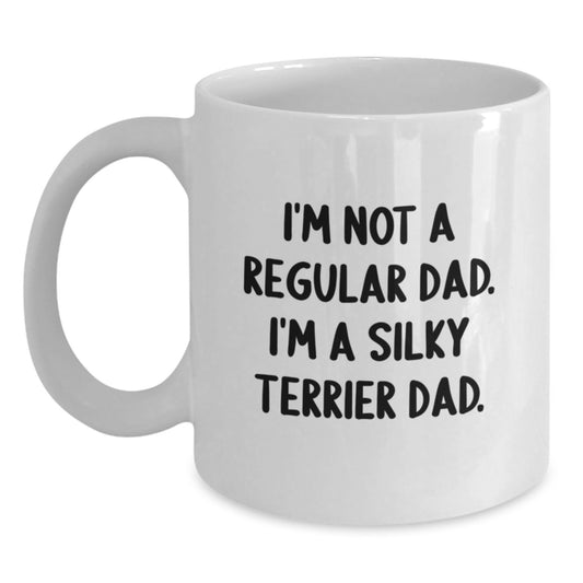 Funny Silky Terrier Dog Gifts from Dad, White Coffee Mug for Silky Terrier Dad, Christmas Unique - Main