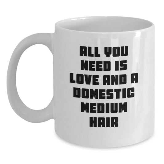 Domestic Medium Hair Lover White Coffee Mug Gifts from Friends, Inspirational Christmas Unique Mugs for Family Members and Women - Main