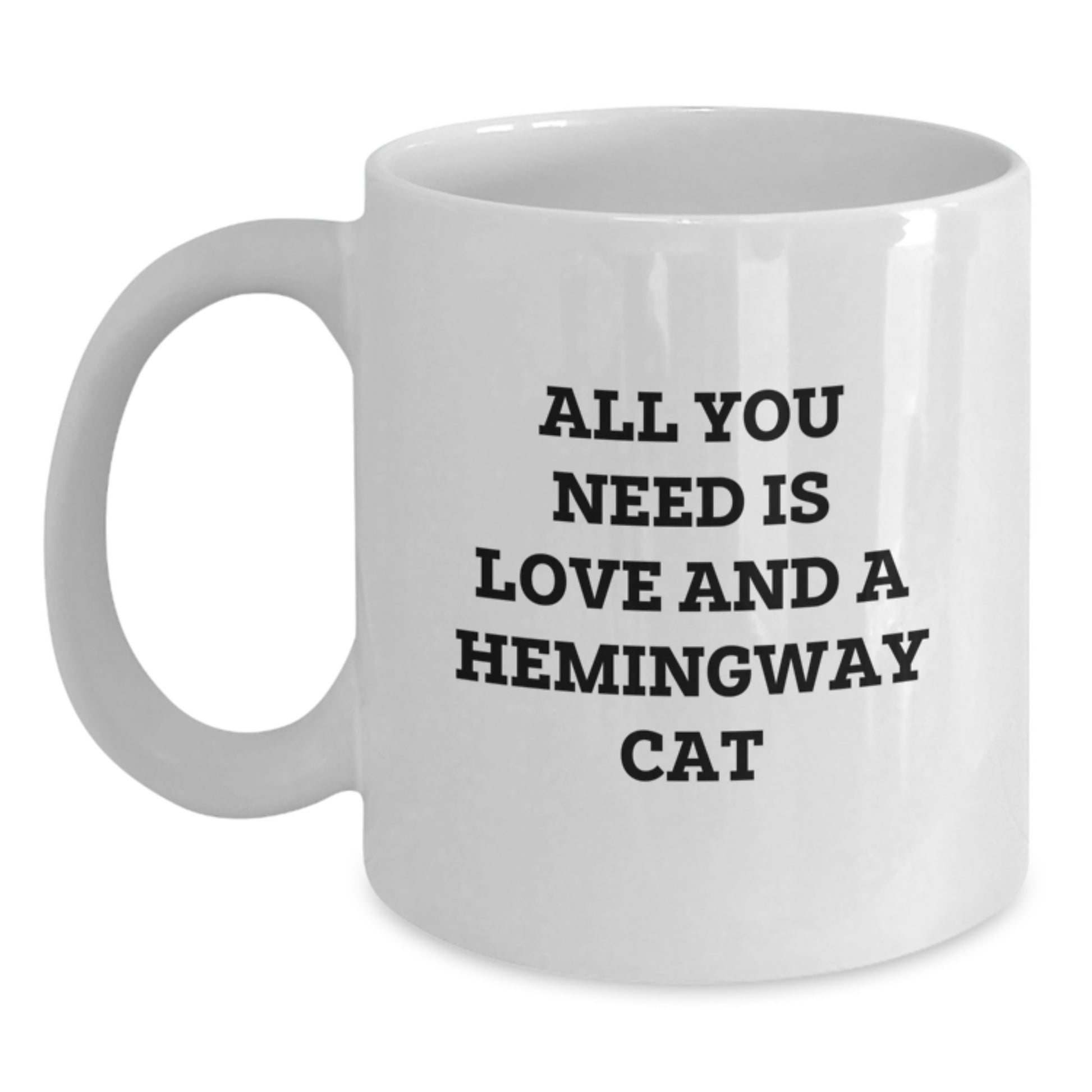 Funny Hemingway Cat Gifts from Men - White Coffee Mug for Women, Friends, and Family - Christmas Unique Presents - Main