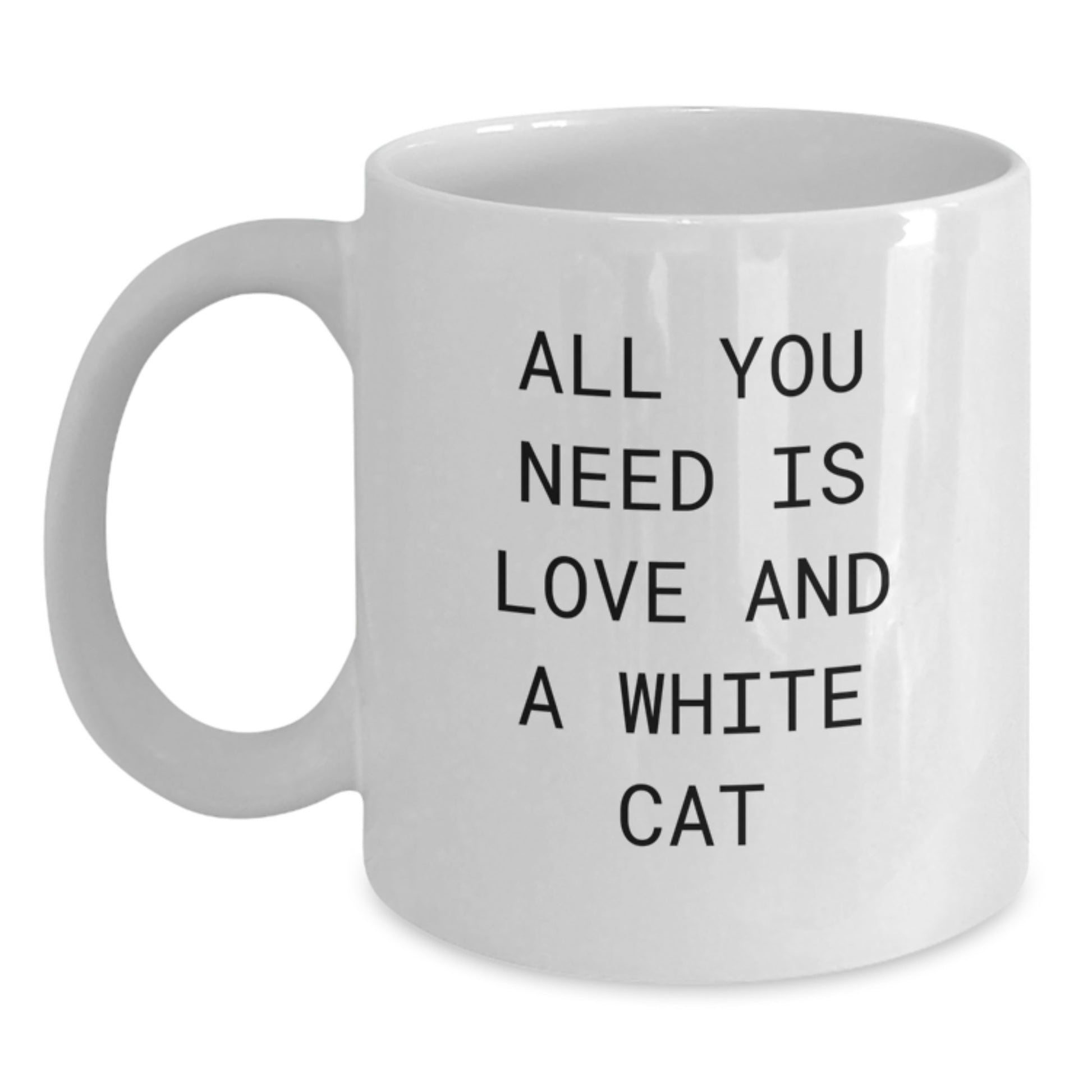 White Cat Lover Gifts from Friends, Funny White Coffee Mug for White Cat Enthusiasts Birthday Unique Gifts - Main