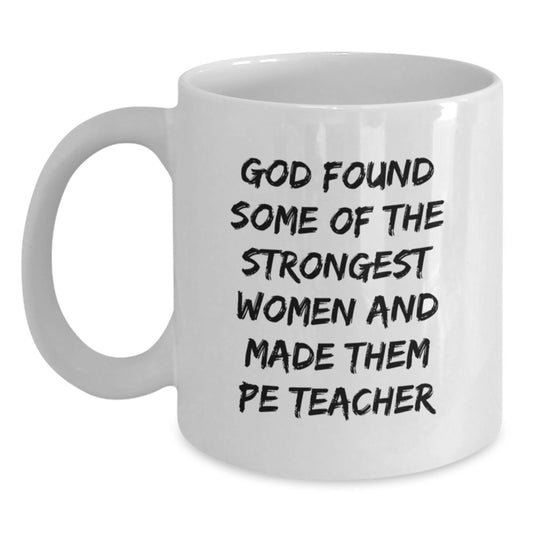 Funny PE Teacher Gifts for Her, White Coffee Mug for Christmas Unique Gifts from Friends - Main