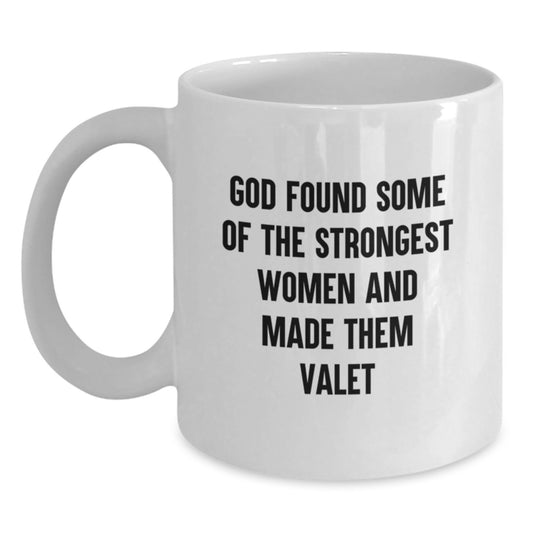 Funny Valet Gifts from Friends, Unique White Coffee Mugs for Strong Women, Graduation Celebrations - Main