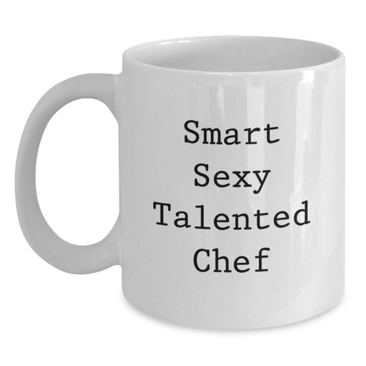 Funny Chef Gifts from Friends and Family, White Coffee Mug for Men and Women, Smart Sexy Talented Chef Quote, Christmas Unique Presents - Main