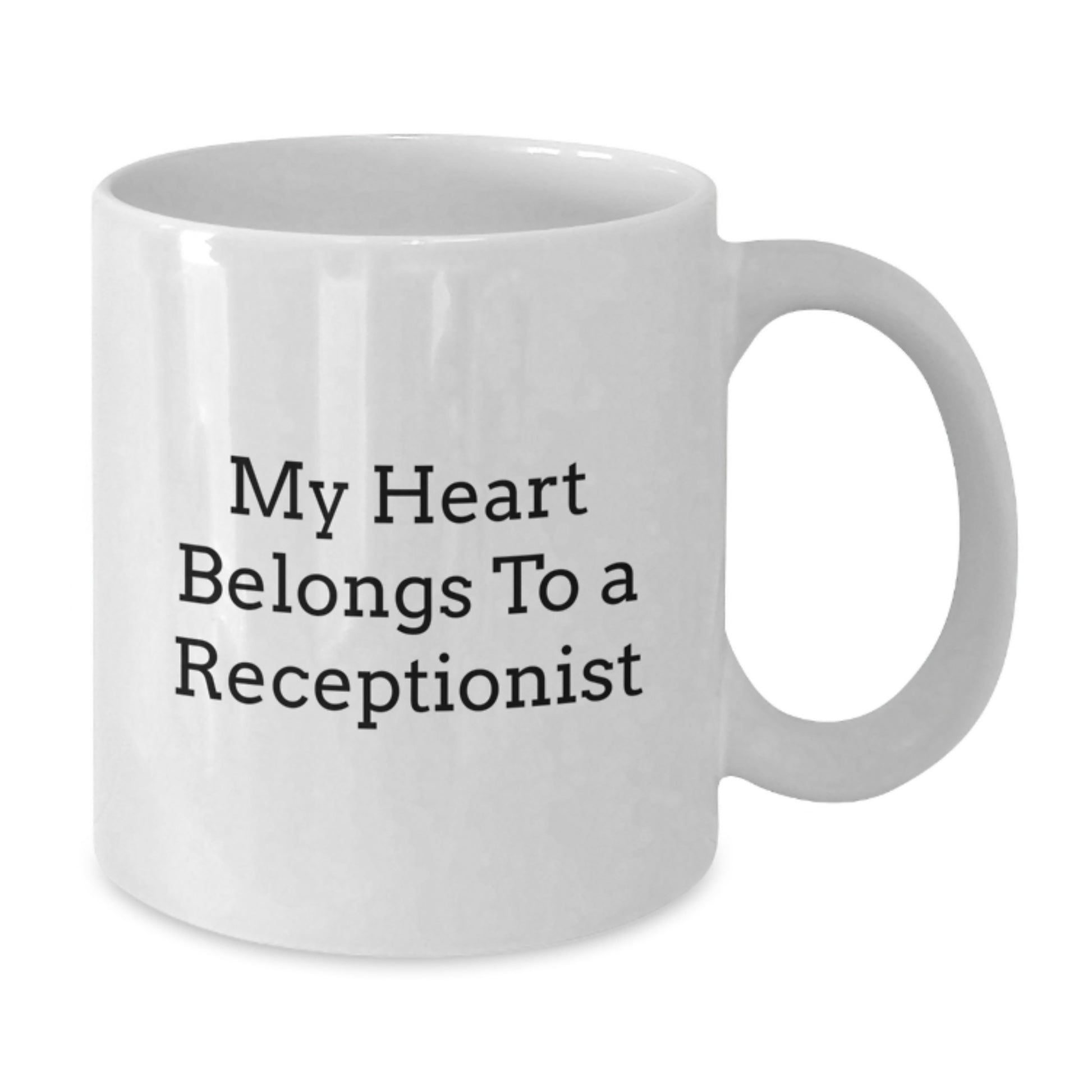 Funny Quotes for Receptionist Gifts, White Coffee Mug, 'My Heart Belongs To A Receptionist', Christmas Unique Gifts from Men to Receptionist - Additional