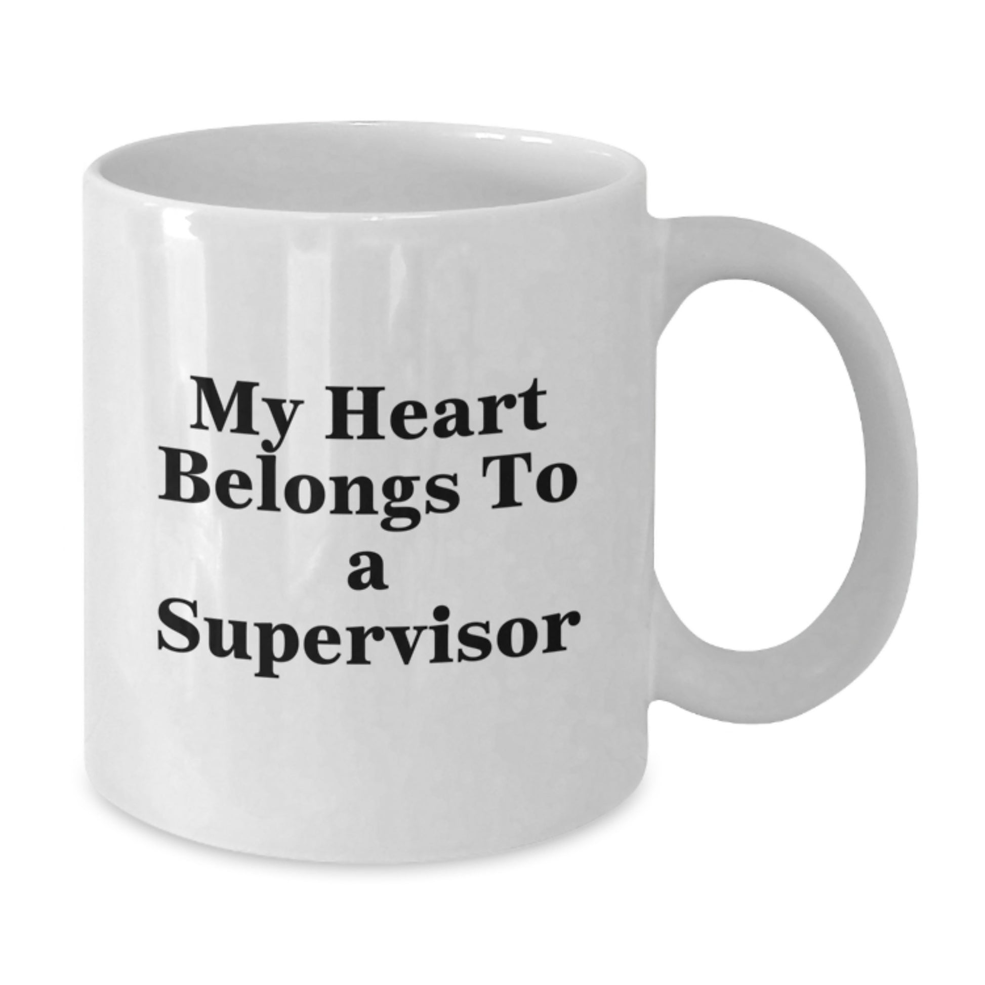 Funny Supervisor Gifts for Men, Christmas Unique White Coffee Mug for Supervisor, My Heart Belongs To A Supervisor Mug - Additional