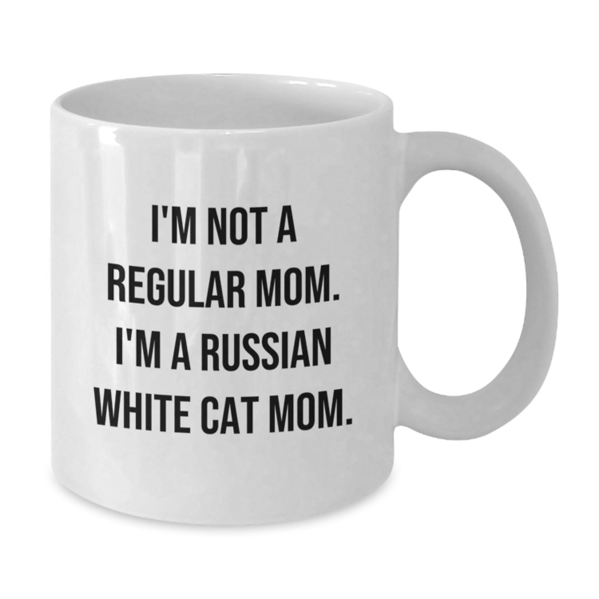 Funny Russian White Cat Mom Gifts from Mom for Russian White Cat Lover's Graduation Unique White Coffee Mug - Additional