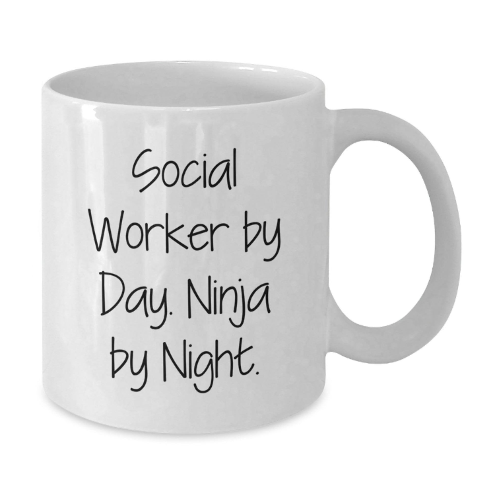 Gifts from Friends for Christmas - Social Worker By Day. Ninja By Night. Funny Quote White Coffee Mug, 11oz or 15oz Capacity - Additional