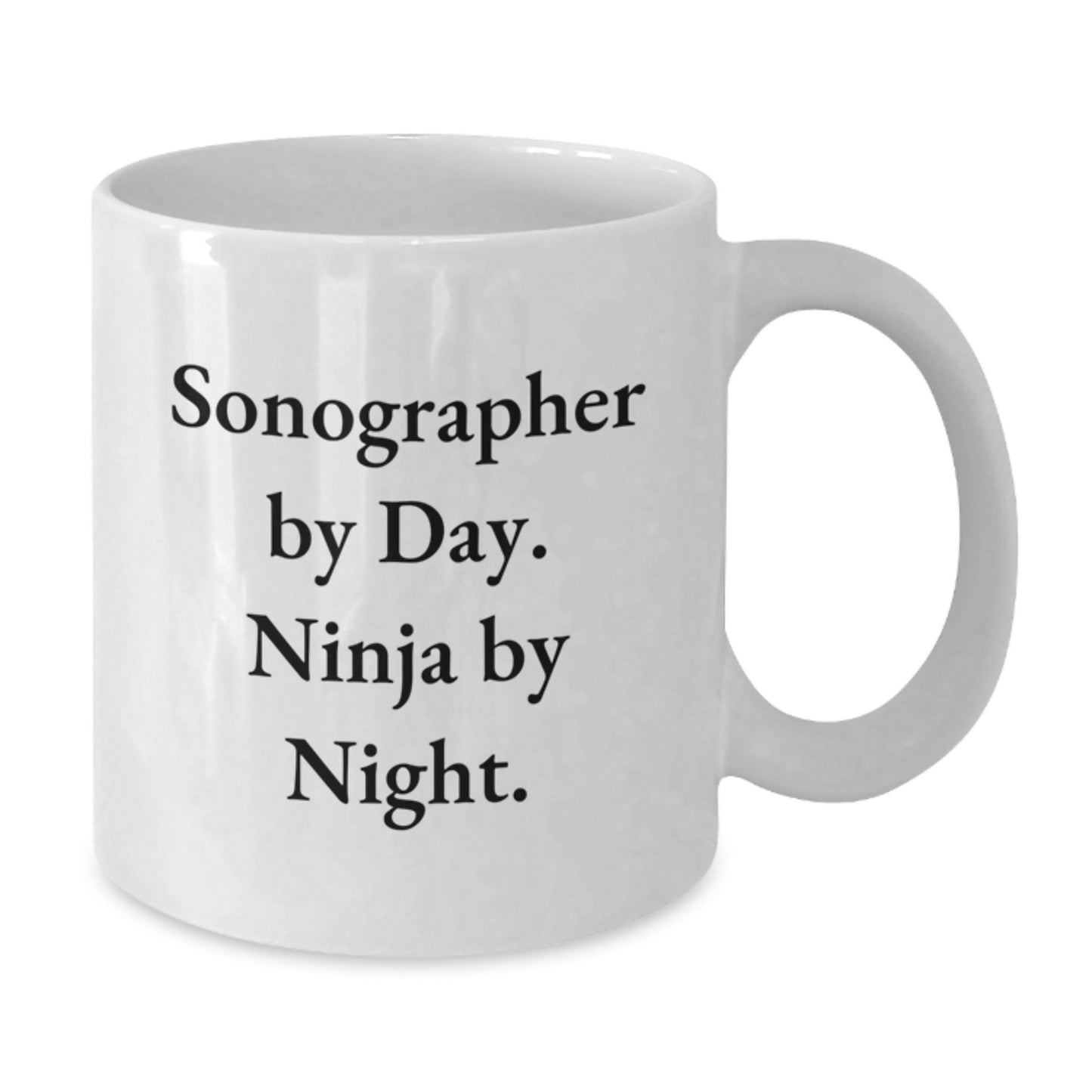 Sonographer Gifts, Funny White Coffee Mugs for Birthday, 'Sonographer By Day. Ninja By Night.' Quote, Gifts from Friends, Gifts for Sonographer - Additional