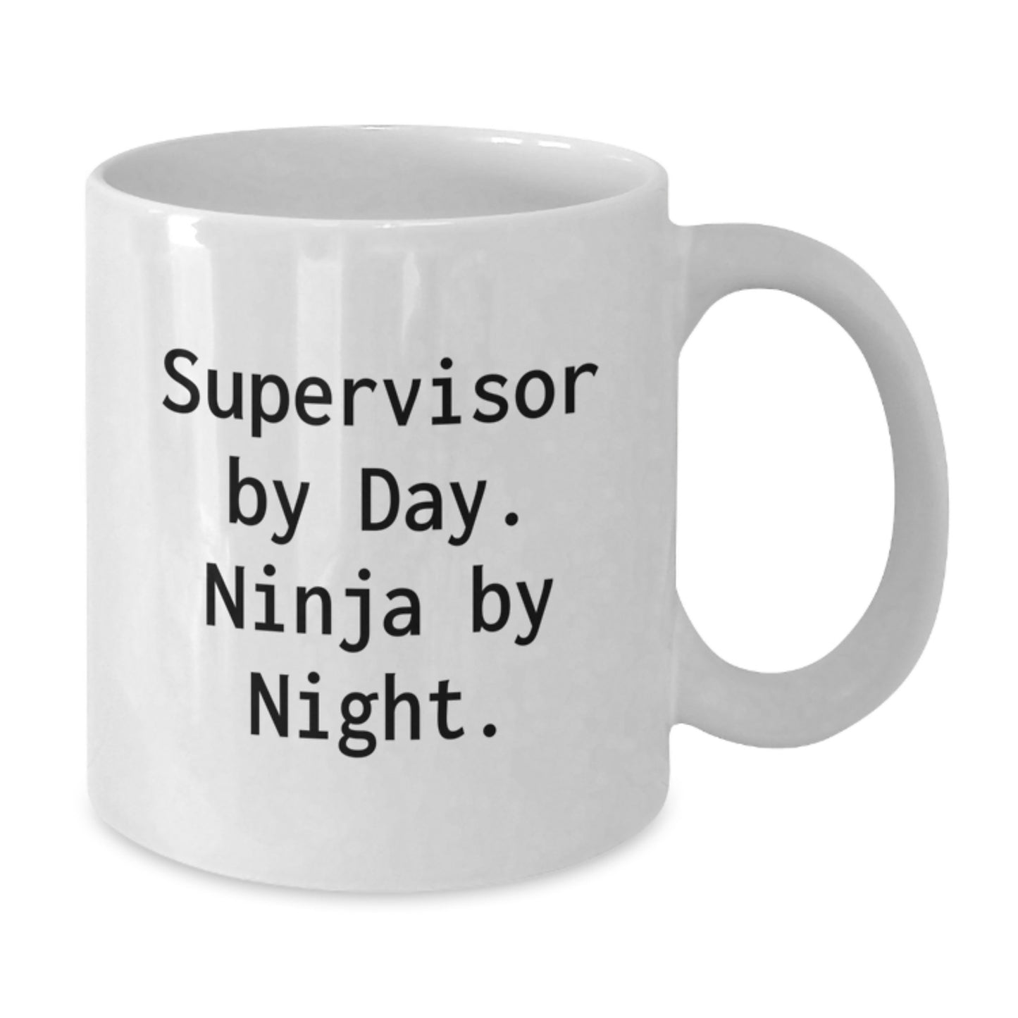 Funny Supervisor Gifts for Men, White Coffee Mug - 'Supervisor By Day. Ninja By Night.' Christmas Unique Gifts from Friends - Additional
