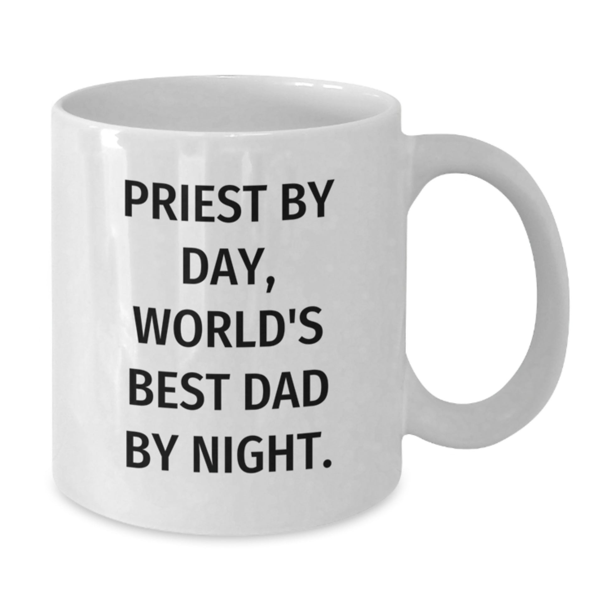 Funny Priest Gifts by Day, World's Best Dad By Night White Coffee Mug for Graduation, Gifts from Family, Friends, and Coworkers - Additional