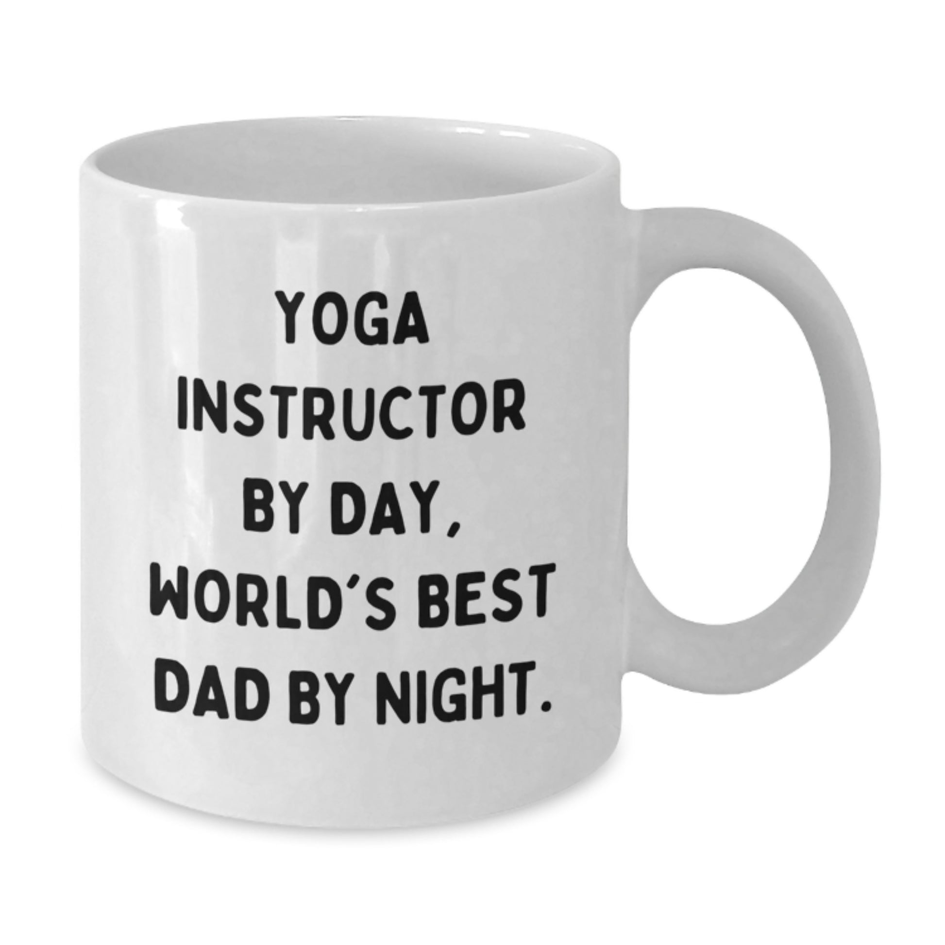 Funny Yoga Instructor Gifts for Men from Friends - 'Yoga Instructor By Day, World's Best Dad By Night.' White Coffee Mug for Birthday - Additional