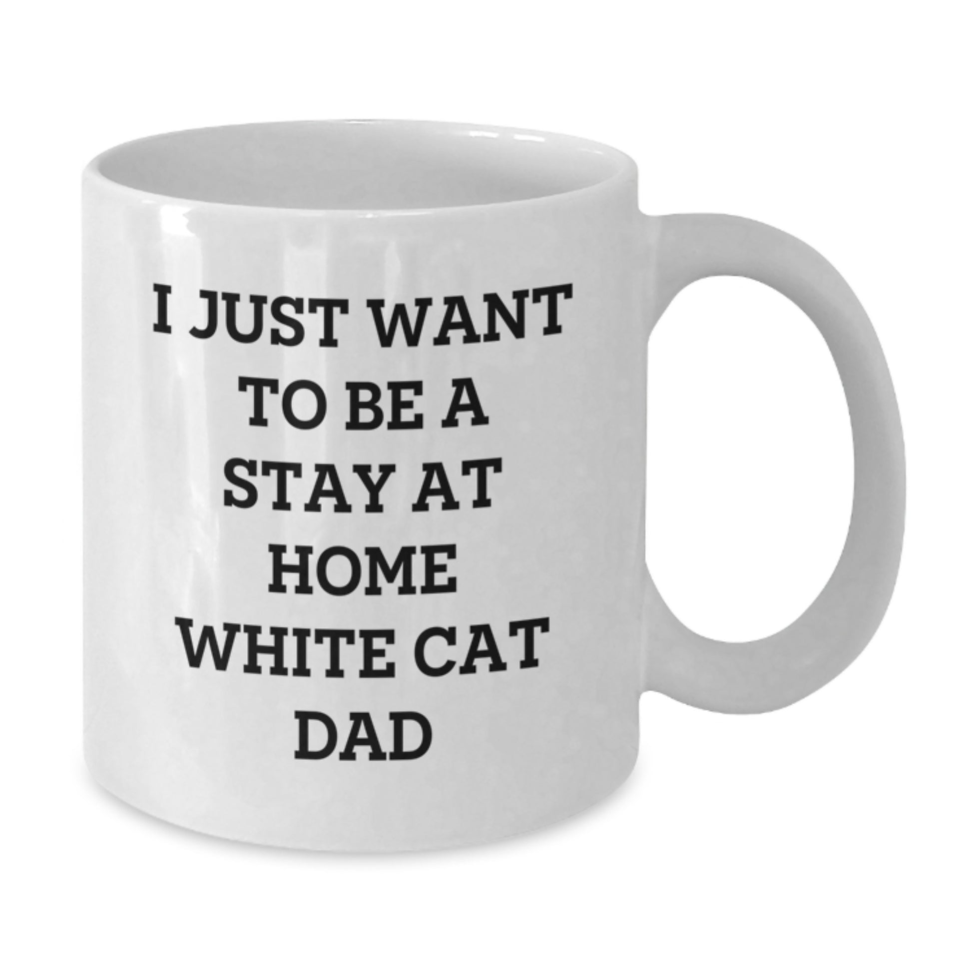 White Cat Dad Christmas Unique Gifts from Men to Family White Coffee Mug - I Just Want To Be A Stay At Home White Cat Dad Mug for White Cat Lovers - Additional