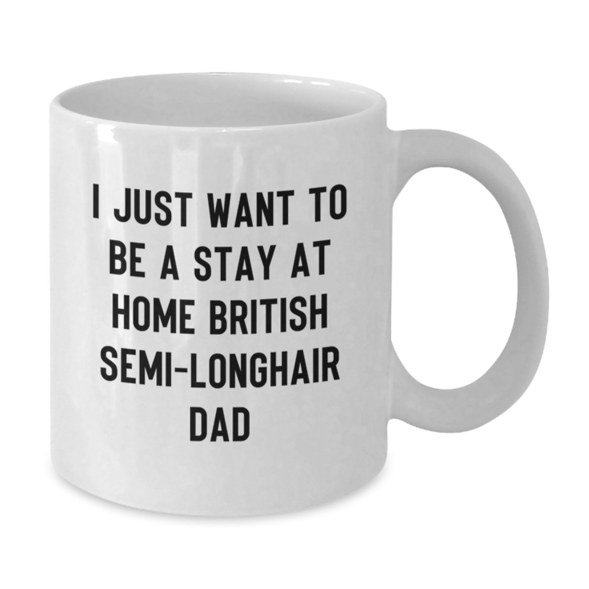 British Semi-Longhair Cat Lover's Gift, Unique White Coffee Mug, 'I Just Want To Be A Stay At Home British Semi-longhair Dad', Humorous Cat Parent Mug - Additional