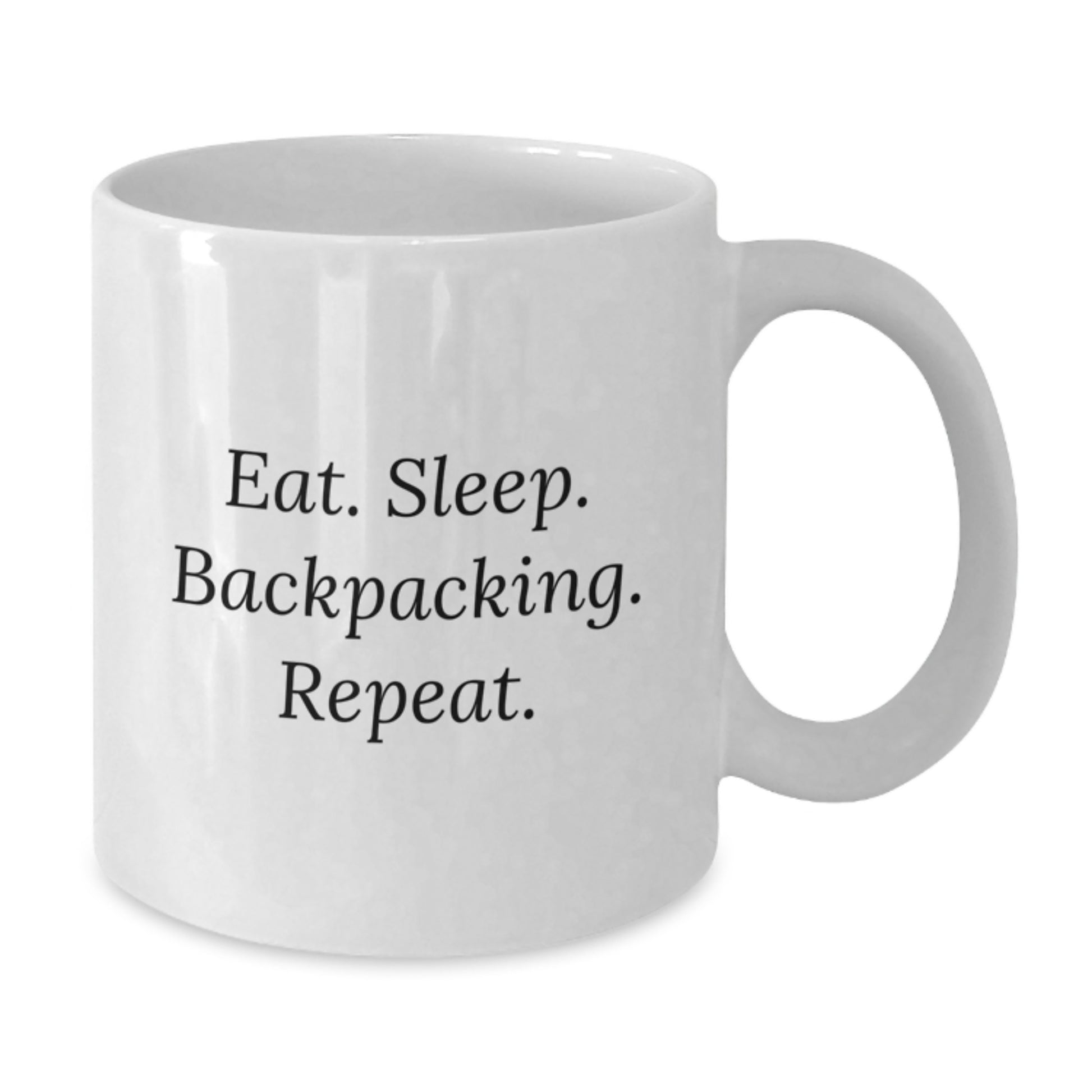 Funny Backpacking Coffee Mug Gifts for Men from Friends - Eat. Sleep. Backpacking. Repeat. - Additional