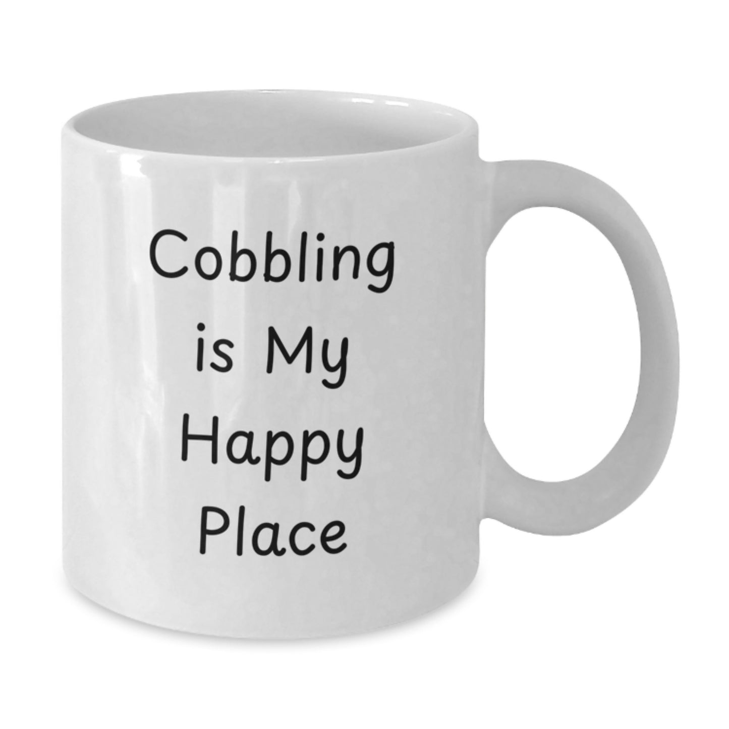Funny Cobbling Gifts for Men, White Coffee Mug, Gifts from Family, 'Cobbling Is My Happy Place' - Additional