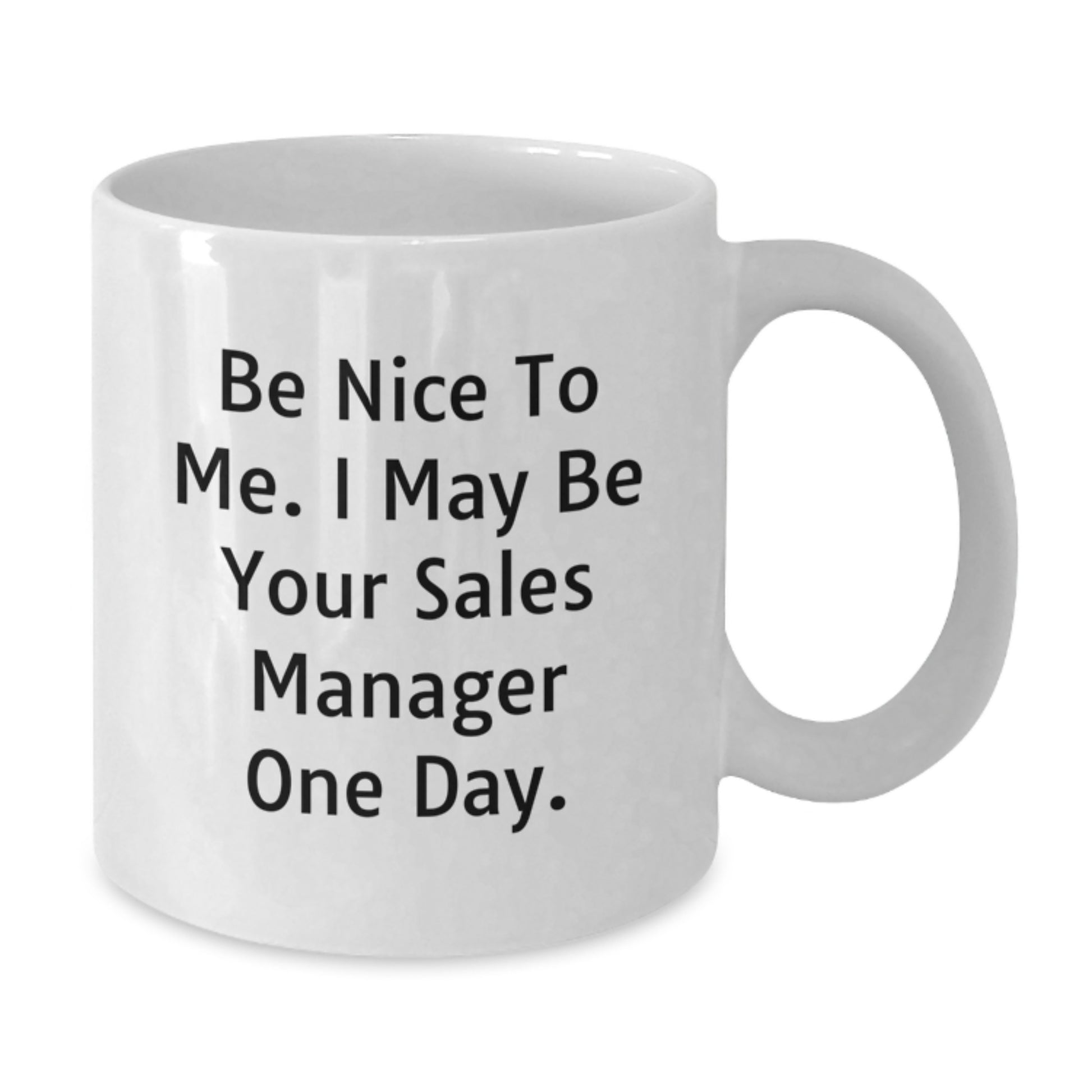 Funny Sales Manager Gifts for Men - White Coffee Mug 'Be Nice To Me' for Coworkers or Family - Additional