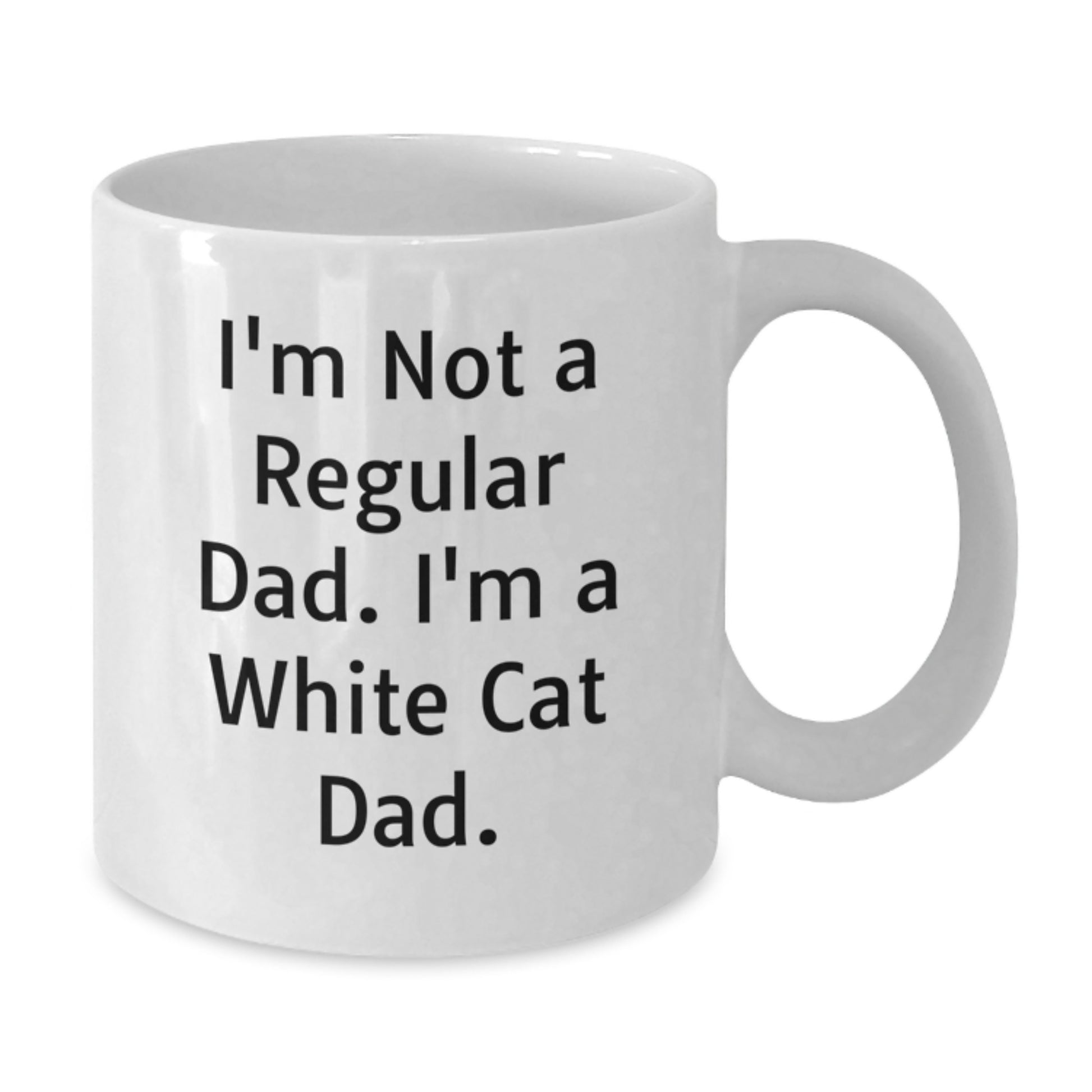 Funny White Cat Dad Gifts for Men, White Coffee Mug, 11oz or 15oz Christmas Unique Presents from Dad to White Cat Lover - Additional