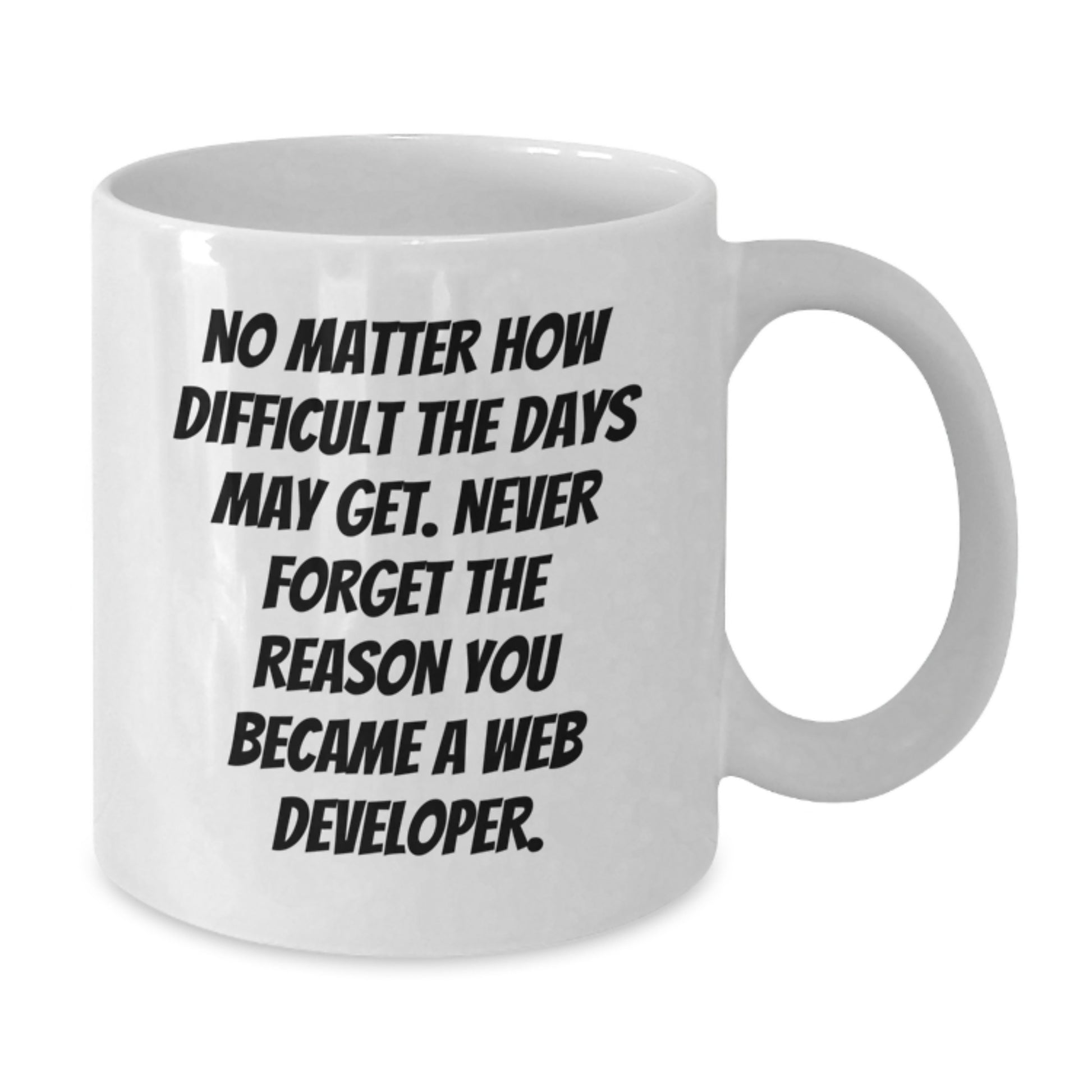 Funny Graduation Unique Gifts for Web Developer Friends from Men, White Coffee Mug with Inspirational Quote - 'No Matter How Difficult The Days May Get. - Additional